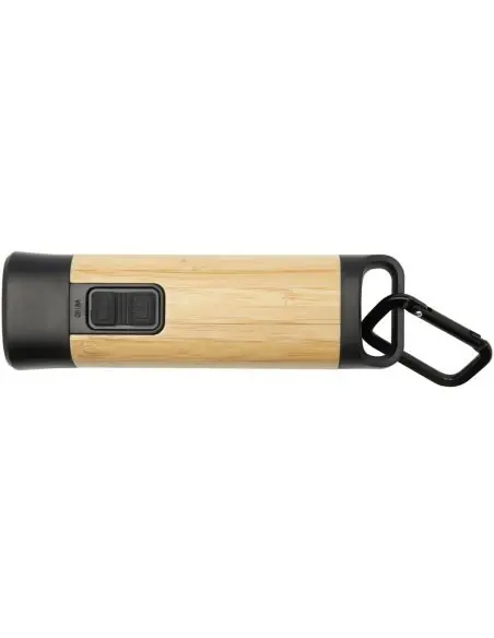 Linterna de plástico reciclado con mosquetón de bambú/RCS Ecológica Personalizada 6104570