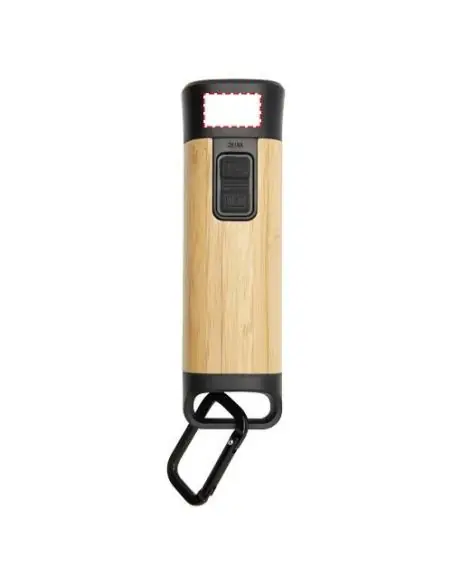 Linterna de plástico reciclado con mosquetón de bambú/RCS Ecológica Personalizada 6104570