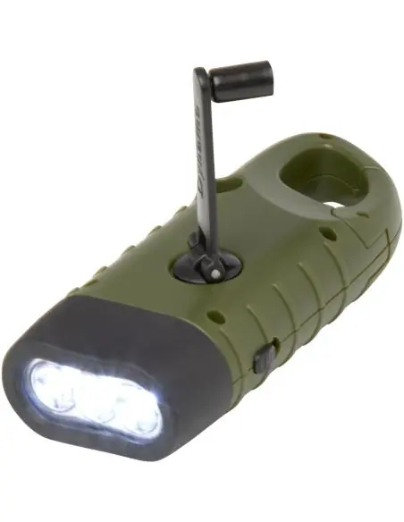 Linterna de dinamo solar con mosquetón de plástico reciclado Ecológica Personalizada 6104575