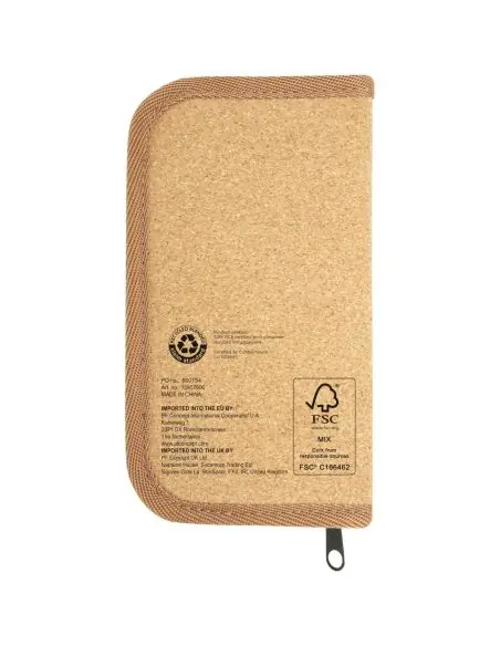 Set de herramientas de plástico reciclado con certificación RCS de 24 piezas con funda de corcho Ecológica Personalizada 6104579