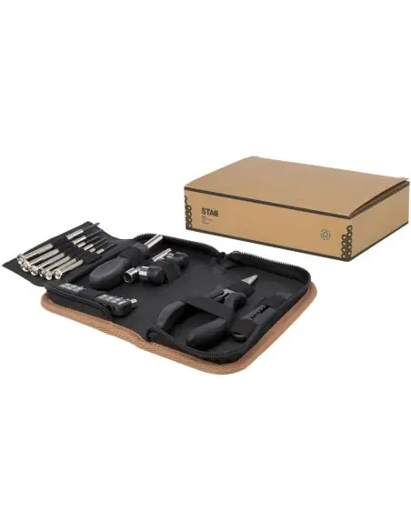 Set de herramientas de plástico reciclado con certificación RCS de 24 piezas con funda de corcho Ecológica Personalizada 6104579