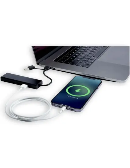 Hub USB 2.0 de aluminio reciclado con certificación RCS Ecológico Personalizado 6124344