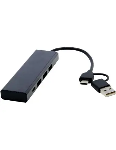 Hub USB 2.0 de aluminio reciclado con...