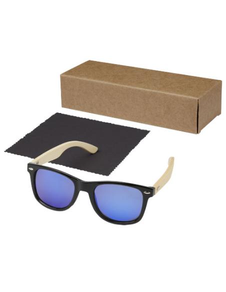 Gafas de sol polarizadas con cristal de espejo de PET reciclado/bambú en caja de regalo "Teoyō" "Tiuyō"