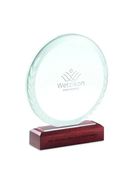 Placa o trofeo cristal redonda Ecológica Personalizada 7MO6586