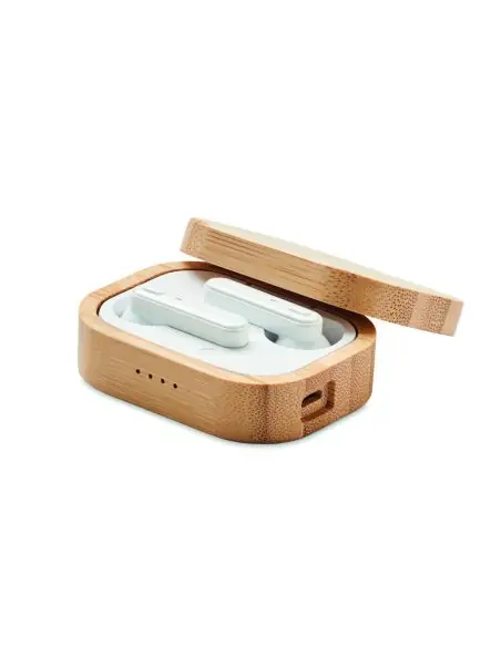 Auriculares TWS estuche bambú Ecológico Personalizado 7MO6780