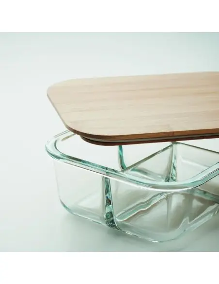 Fiambrera vidrio tapa de bambú Ecológica Personalizada 7MO6973