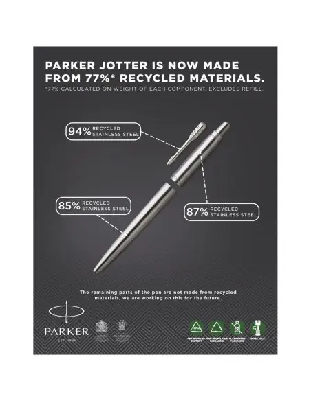 Parker bolígrafo de acero inoxidable (tinta azul) Ecológico Personalizado 6107025