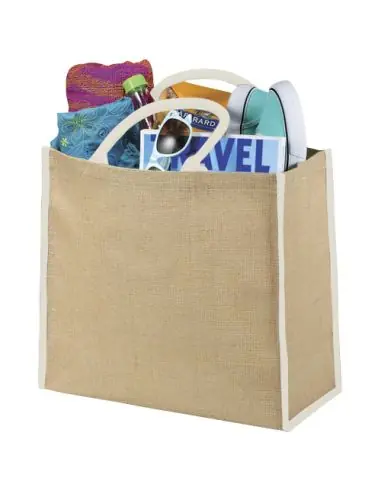 Bolsa Tote de yute con bordes contrastados...