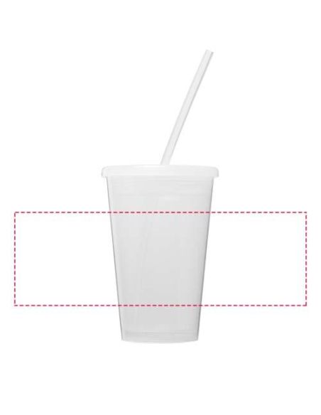Vaso pared doble 350 ml con pajita