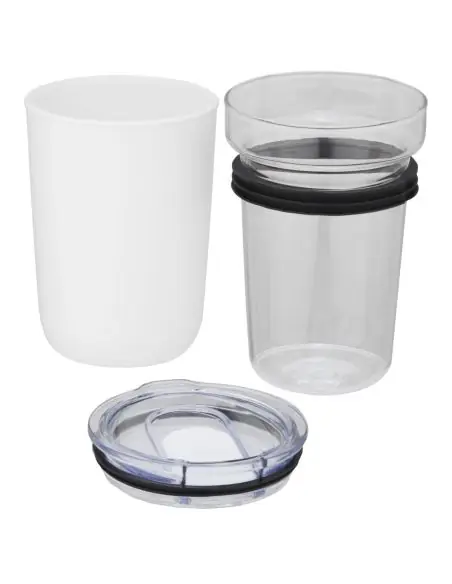 Vaso de vidrio de 420 ml con pared exterior de plástico reciclado Ecológico Personalizado 6100675