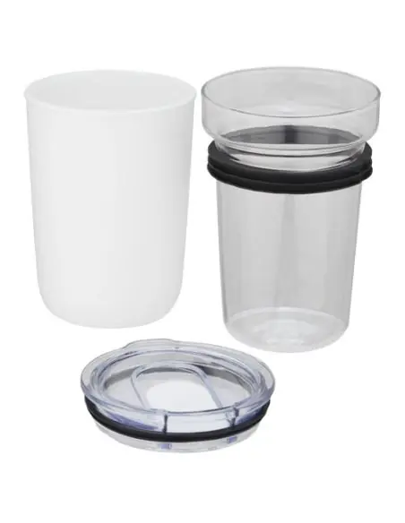 Vaso de vidrio de 420 ml con pared exterior de plástico reciclado Ecológico Personalizado 6100675