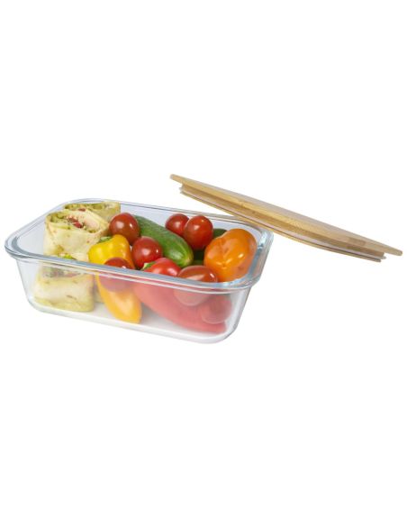 Fiambrera de 1000 ml en vidrio con tapa de bambú Ecológica Personalizada 6113276