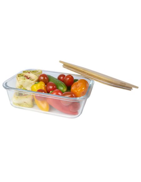 Fiambrera de 1000 ml en vidrio con tapa de bambú Ecológica Personalizada 6113276
