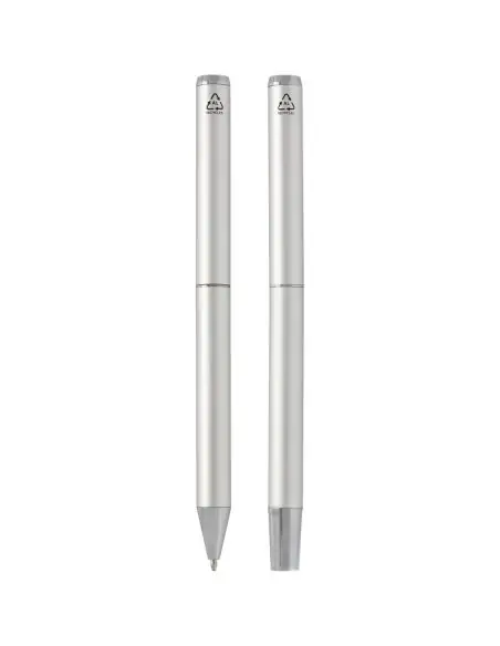 Set de regalo de bolígrafo y rollerball de aluminio reciclado (tinta negra) Ecológico Personalizado 6107838
