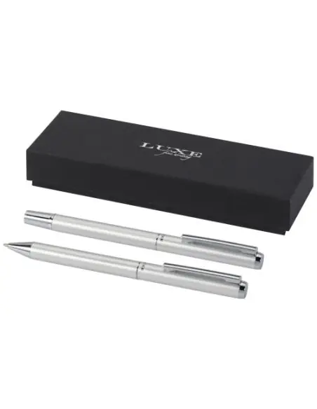 Set de regalo de bolígrafo y rollerball de aluminio reciclado (tinta negra) Ecológico Personalizado 6107838