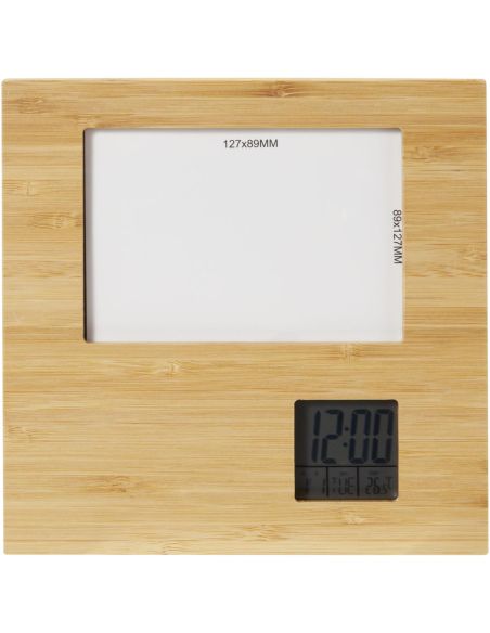 Marco de fotos de bambú con termómetro Ecológico Personalizado 6104560