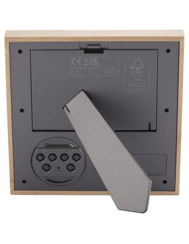 Marco de fotos de bambú con termómetro...