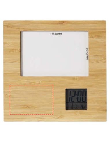Marco de fotos de bambú con termómetro...