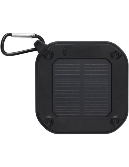 Altavoz solar Bluetooth IPX5 de 3W con mosquetón en plástico reciclado con certificación RCS Ecológico Personalizado 6124347