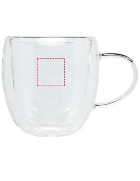 Dos tazas de vidrio de doble pared de 250 ml con posavasos de bambú Ecológica Personalizada 6113315