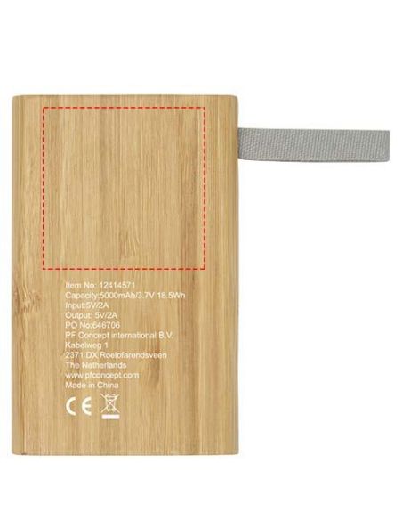 Batería externa de 5000 mAh de bambú Ecológica Personalizada 6124145