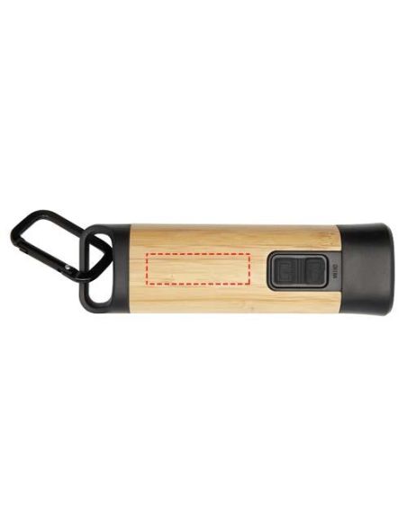 Linterna de plástico reciclado con mosquetón de bambú/RCS Ecológica Personalizada 6104570