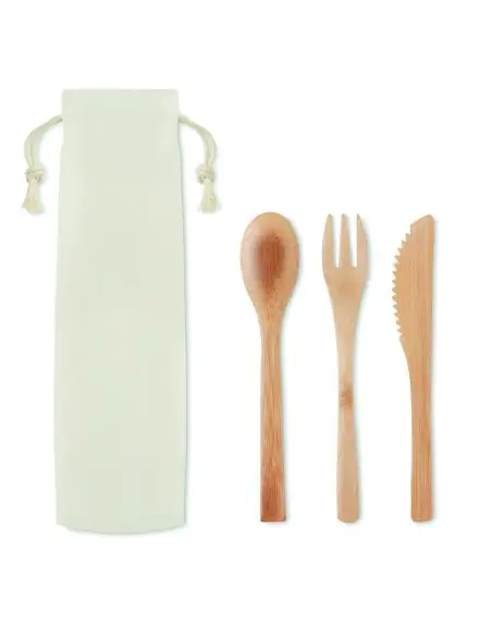 Set de cubiertos de bambú. Ecológico Personalizado 7MO9786