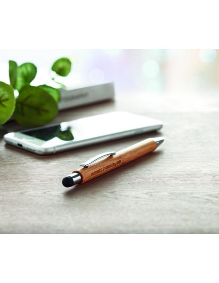Bolígrafo pulsador de bambú Ecológico Personalizado 7MO9945