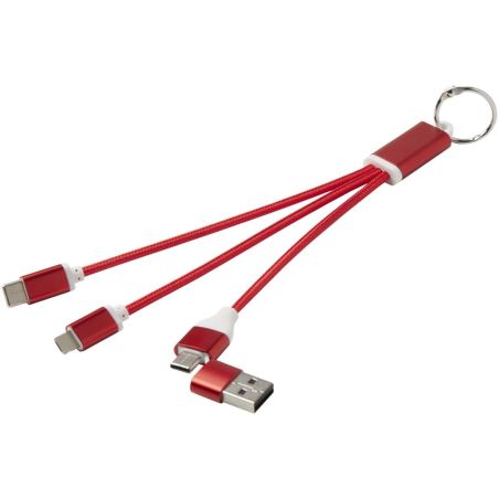 Cable de carga 4 en 1 de aluminio reciclado con llavero Ecológico Personalizado 6124382