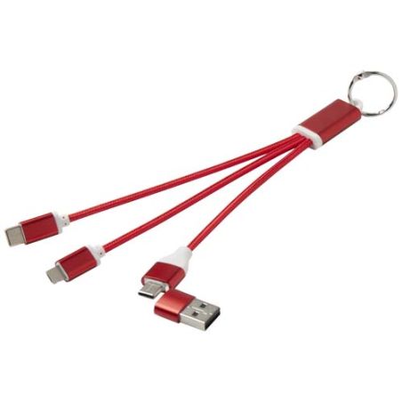 Cable de carga 4 en 1 de aluminio reciclado con llavero Ecológico Personalizado 6124382