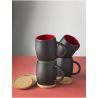 Taza cerámica mate 400 ml base madera posavasos 10.4 cm - Imagen 4