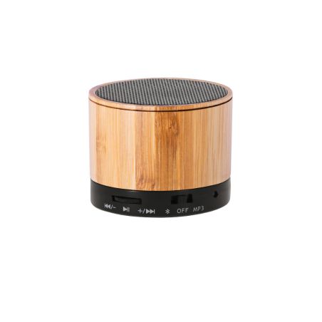 Altavoz Bluetooth bambú ABS rejilla metálica 3W 5.1 cm