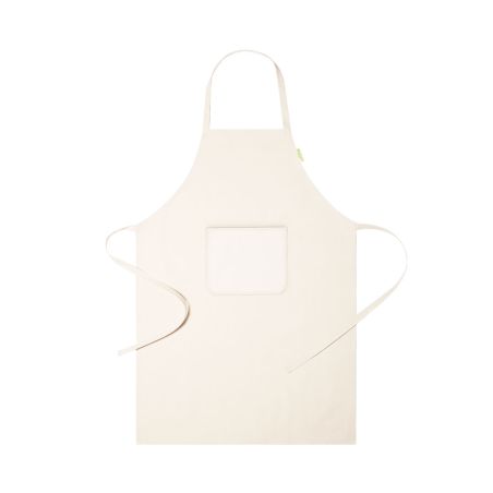 Delantal algodón orgánico 180gsm GOTS bolsillo 90x65cm