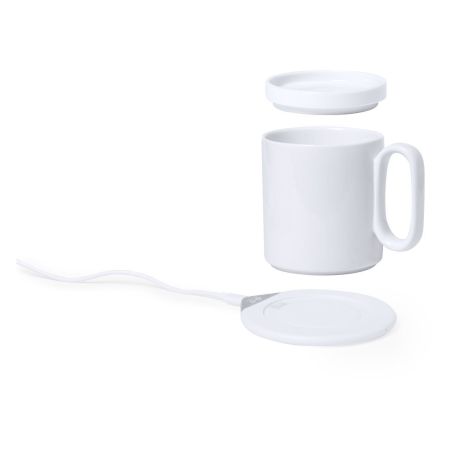 Set calentador tazas cargador inalámbrico cerámica 350ml
