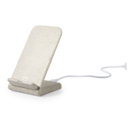 Cargador inalámbrico caña trigo ABS soporte 10W 8.6x11cm