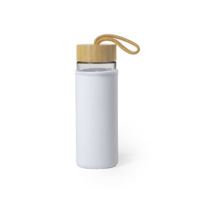 Bidón cristal bambú 530 ml funda blanca