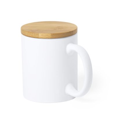 Taza cerámica 370 ml tapa bambú
