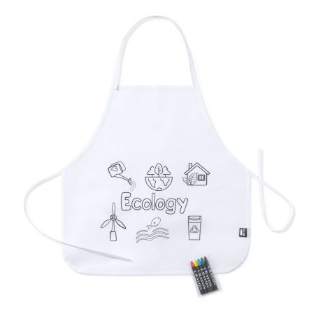 Delantal non-woven RPET blanco 5 ceras colorear 43x43cm