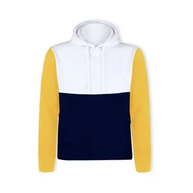 Sudadera tricolor con felpa cepillada y capucha