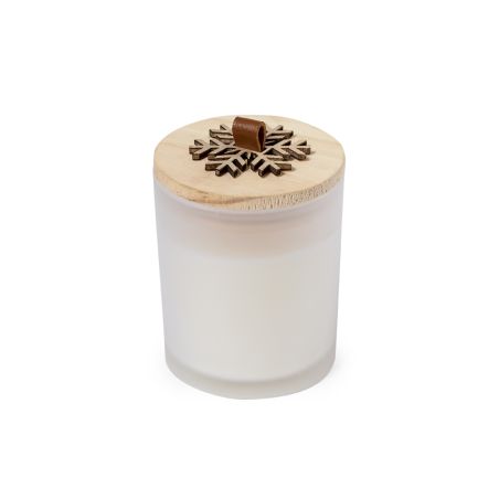 Vela navideña vainilla cristal tapa madera