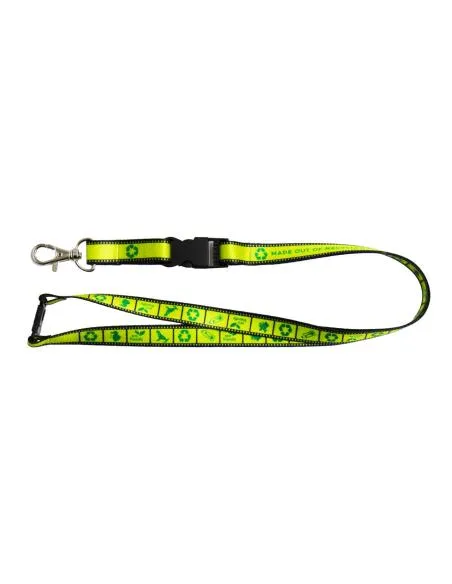 Lanyard de rPET con hebilla de plástico y cierre de seguridad