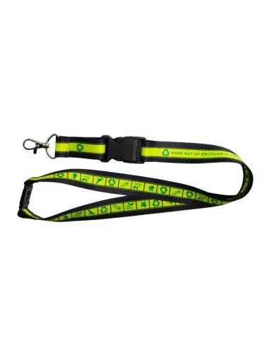 Lanyard de rPET con hebilla de plástico y cierre de seguridad
