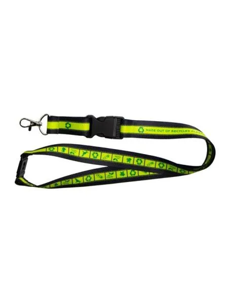 Lanyard de rPET con hebilla de plástico y cierre de seguridad
