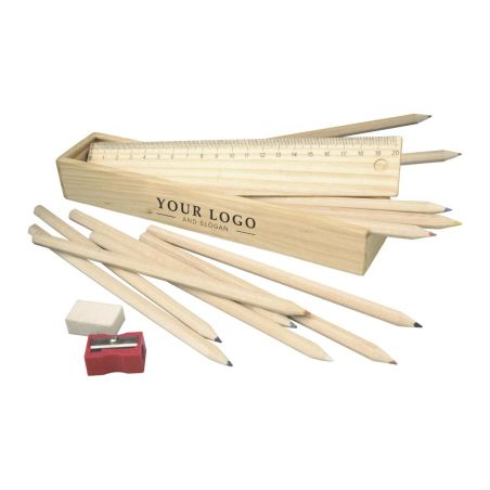 Estuche madera con 12 lápices de color
