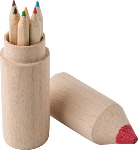 Estuche lápiz de madera con 6 colores