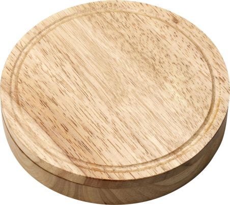 Tabla quesos madera con utensilios y navaja