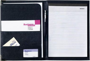 Carpeta PU A4 esquinas metálicas bolsillos personalizable