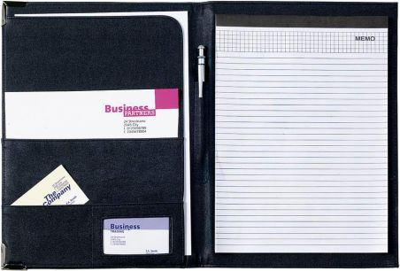 Carpeta PU A4 esquinas metálicas bolsillos personalizable