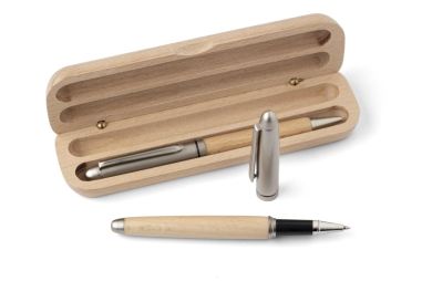 Set bolígrafo roller madera haya latón Dokumental estuche